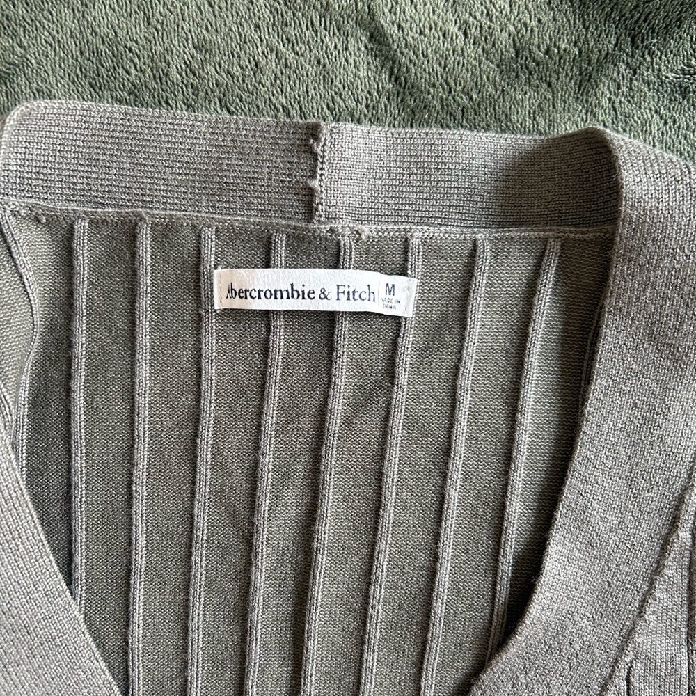 Abercrombie & Fitch Olive Green Wide Ribbed Mini Sweater Dress Size M - Picture 3 of 3